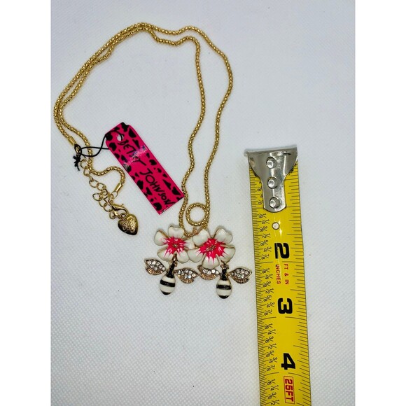 Betsey Johnson Tropical Flower and Bees Necklace Brooch - Picture 5 of 6